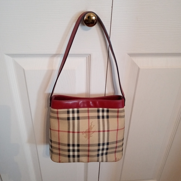 AUTHENTIC Vintage Burberry Haymarket Check Shoulder Bag With Certificate - Picture 2 of 11